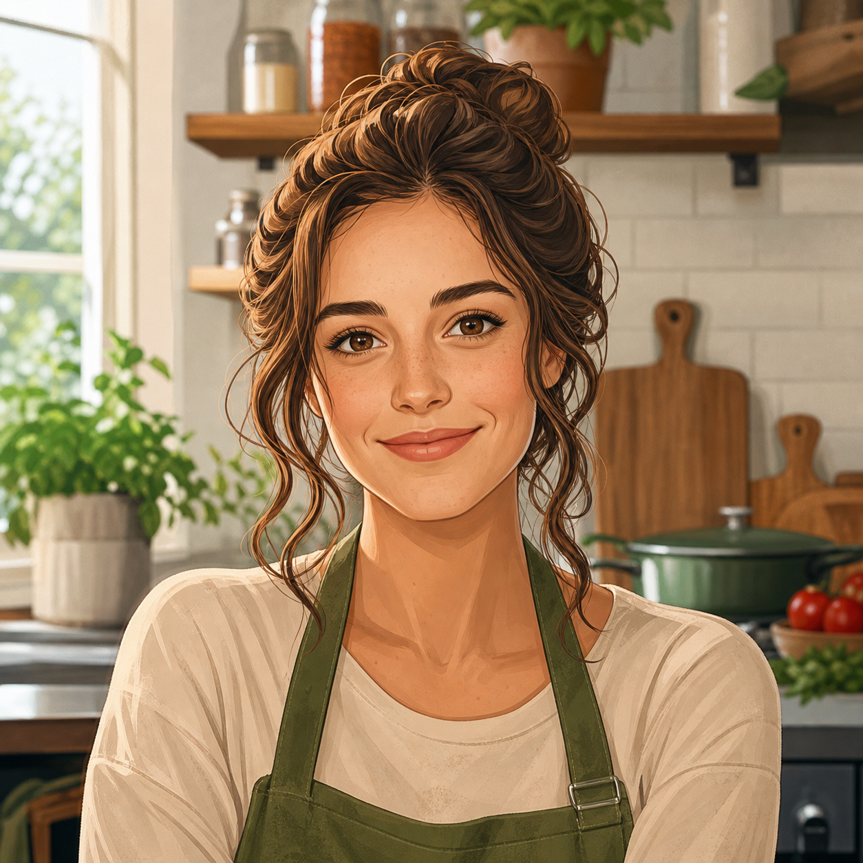 Illustrated profile of Maya Reed, CookBuddyGuide kitchen guide editor