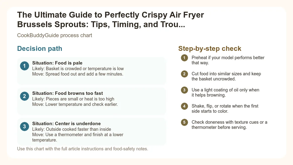 Process chart for The Ultimate Guide to Perfectly Crispy Air Fryer Brussels Sprouts: Tips, Timing, and Troubleshooting