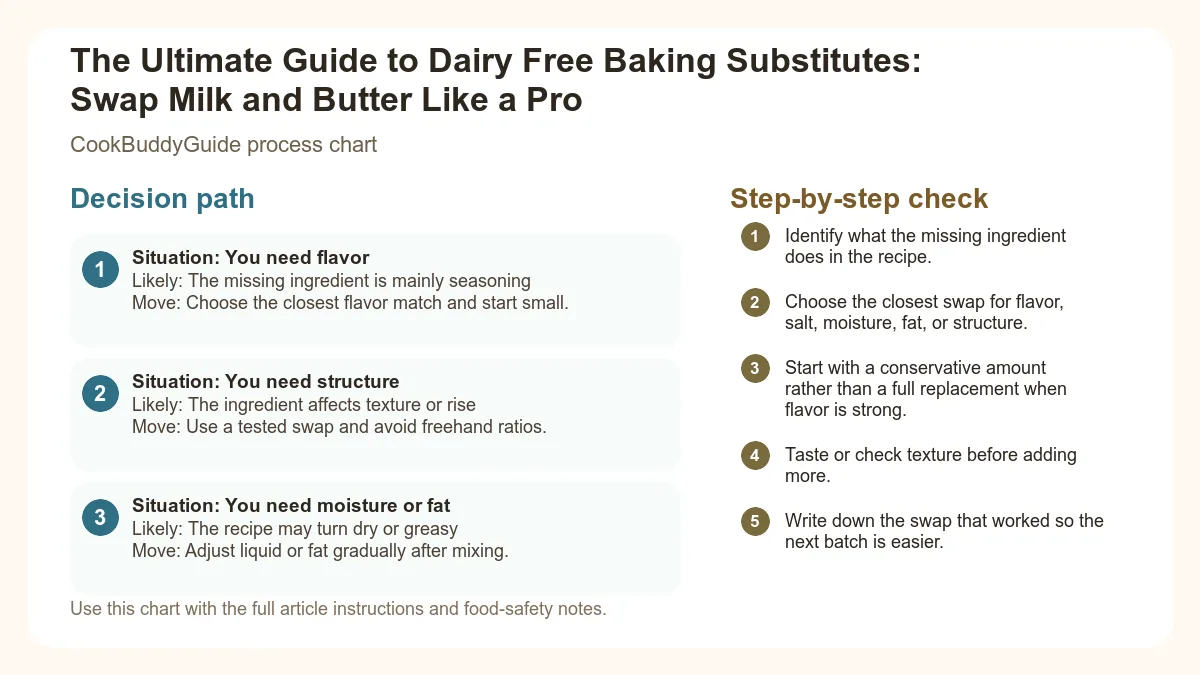 Process chart for The Ultimate Guide to Dairy Free Baking Substitutes: Swap Milk and Butter Like a Pro