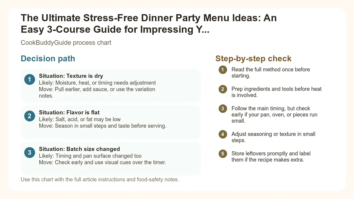 Process chart for The Ultimate Stress-Free Dinner Party Menu Ideas: An Easy 3-Course Guide for Impressing Your Guests