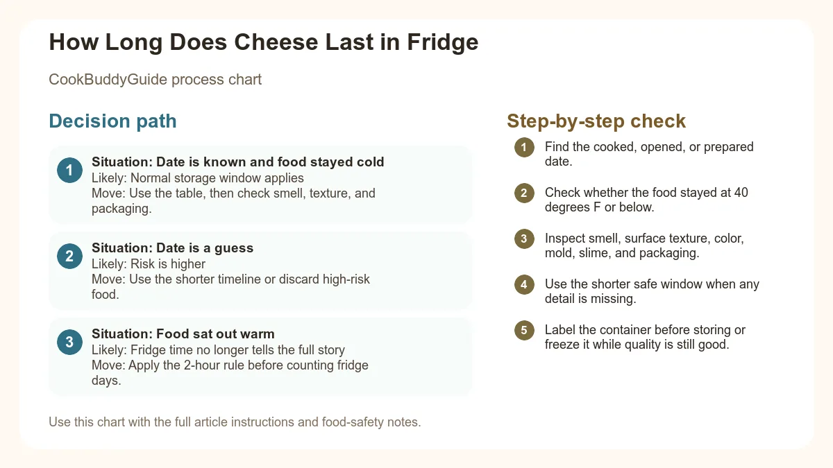 Process chart for How Long Does Cheese Last in Fridge