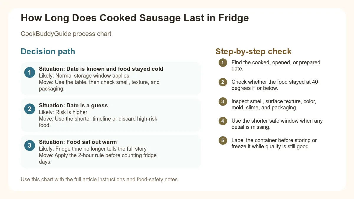 Process chart for How Long Does Cooked Sausage Last in Fridge