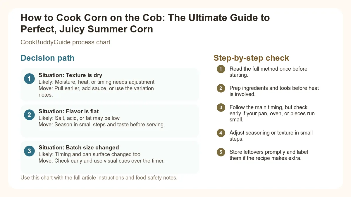 Process chart for How to Cook Corn on the Cob: The Ultimate Guide to Perfect, Juicy Summer Corn