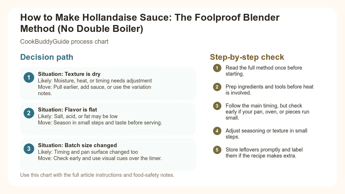 Process chart for How to Make Hollandaise Sauce: The Foolproof Blender Method (No Double Boiler)