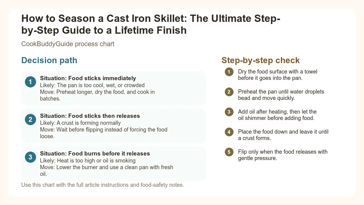 Process chart for How to Season a Cast Iron Skillet: The Ultimate Step-by-Step Guide to a Lifetime Finish