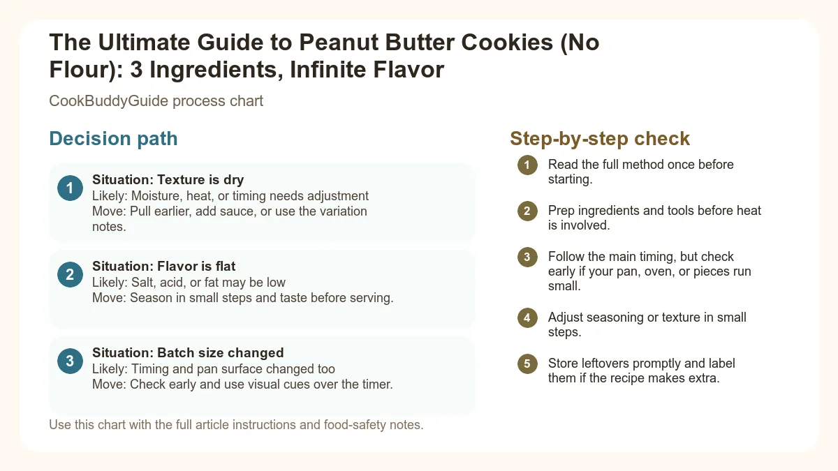 Process chart for The Ultimate Guide to Peanut Butter Cookies (No Flour): 3 Ingredients, Infinite Flavor