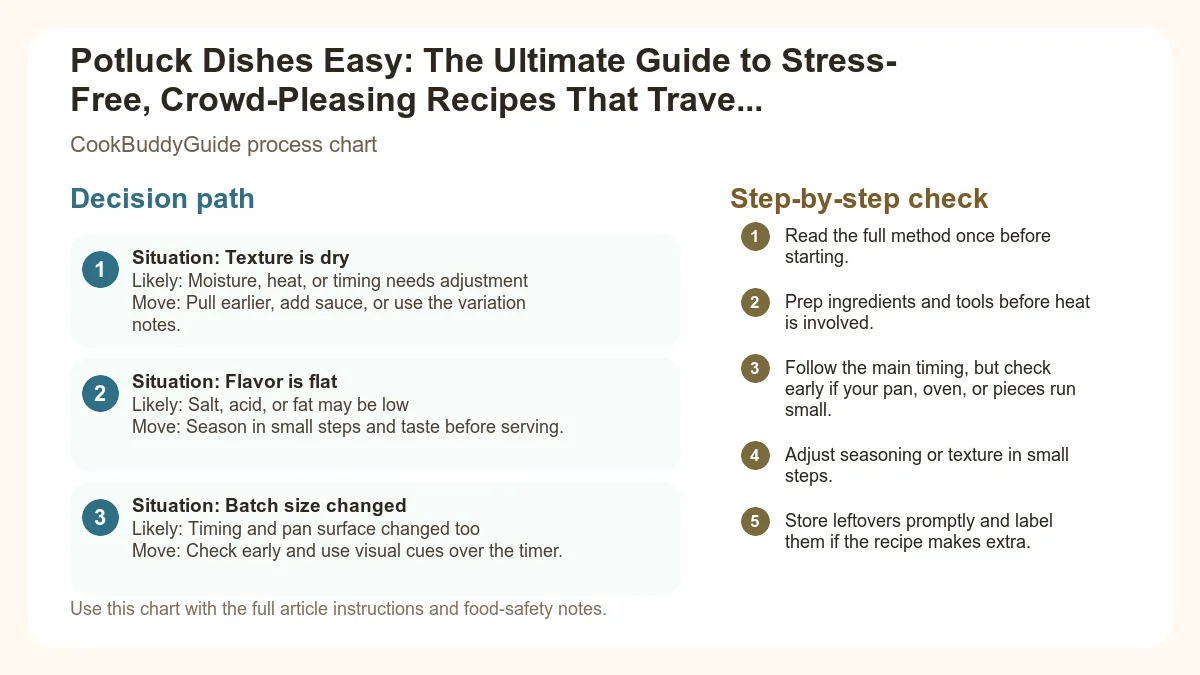 Process chart for Potluck Dishes Easy: The Ultimate Guide to Stress-Free, Crowd-Pleasing Recipes That Travel Well