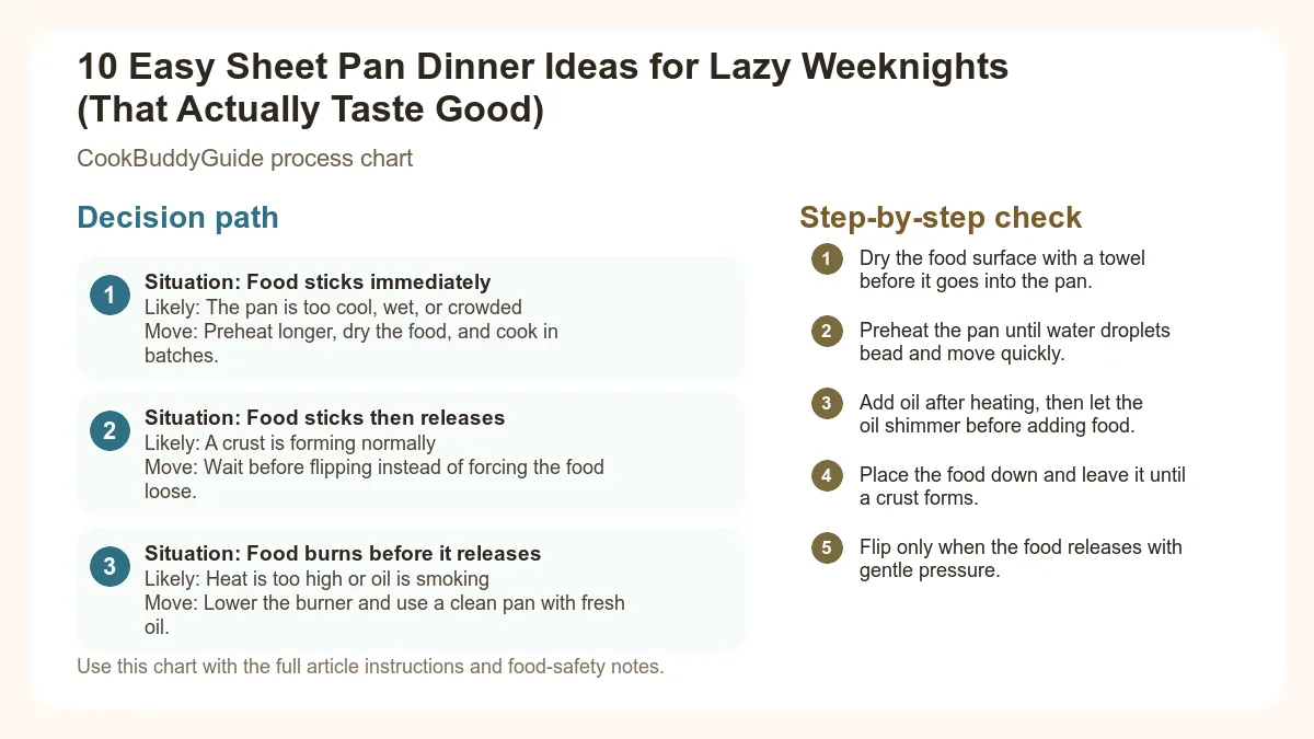 Process chart for 10 Easy Sheet Pan Dinner Ideas for Lazy Weeknights (That Actually Taste Good)