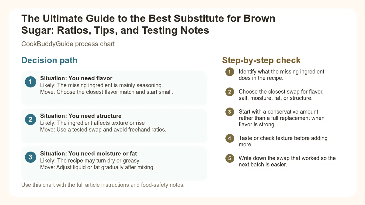 Process chart for The Ultimate Guide to the Best Substitute for Brown Sugar: Ratios, Tips, and Testing Notes