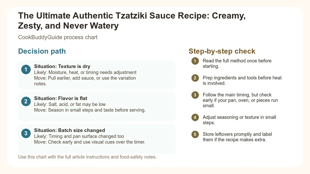 Process chart for The Ultimate Authentic Tzatziki Sauce Recipe: Creamy, Zesty, and Never Watery