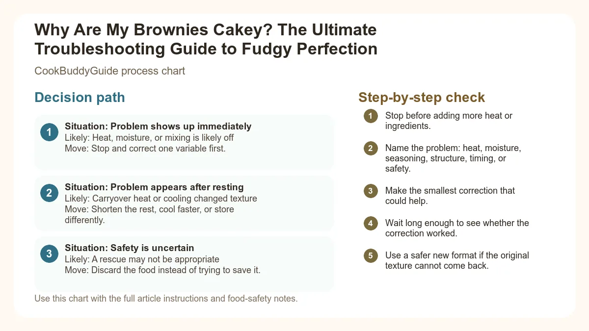 Process chart for Why Are My Brownies Cakey? The Ultimate Troubleshooting Guide to Fudgy Perfection