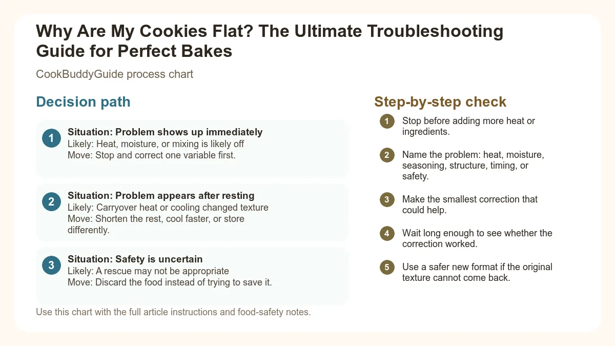 Process chart for Why Are My Cookies Flat? The Ultimate Troubleshooting Guide for Perfect Bakes