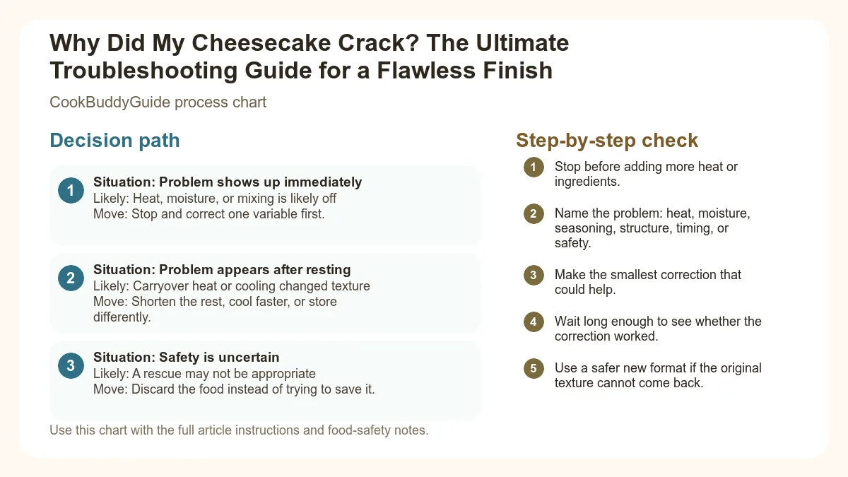Process chart for Why Did My Cheesecake Crack? The Ultimate Troubleshooting Guide for a Flawless Finish