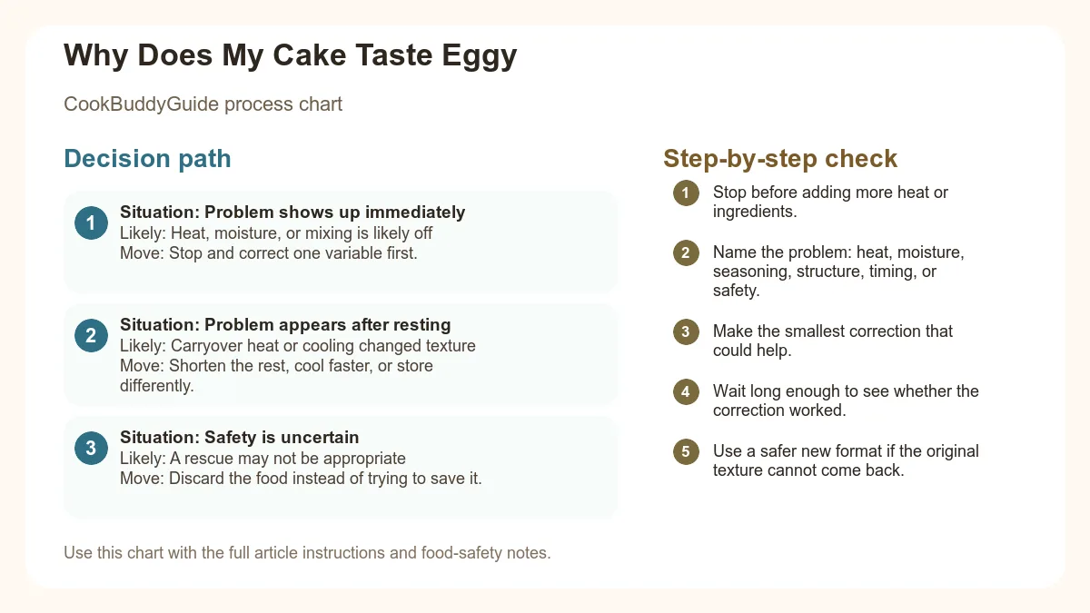 Process chart for Why Does My Cake Taste Eggy