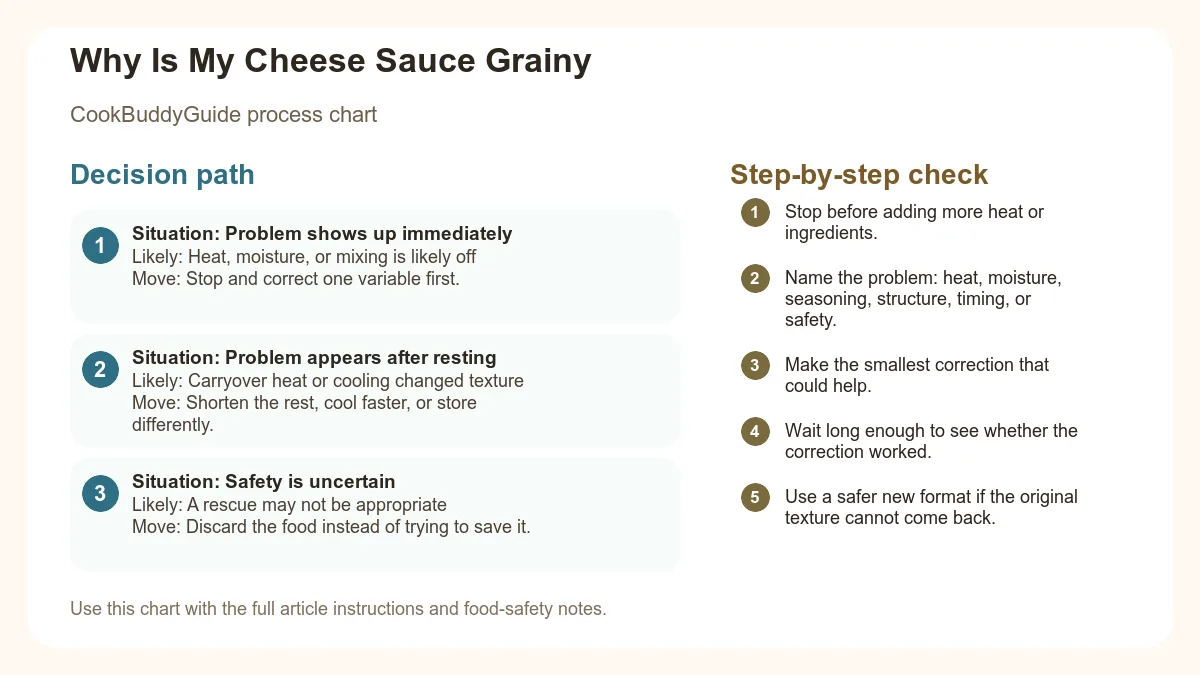 Process chart for Why Is My Cheese Sauce Grainy