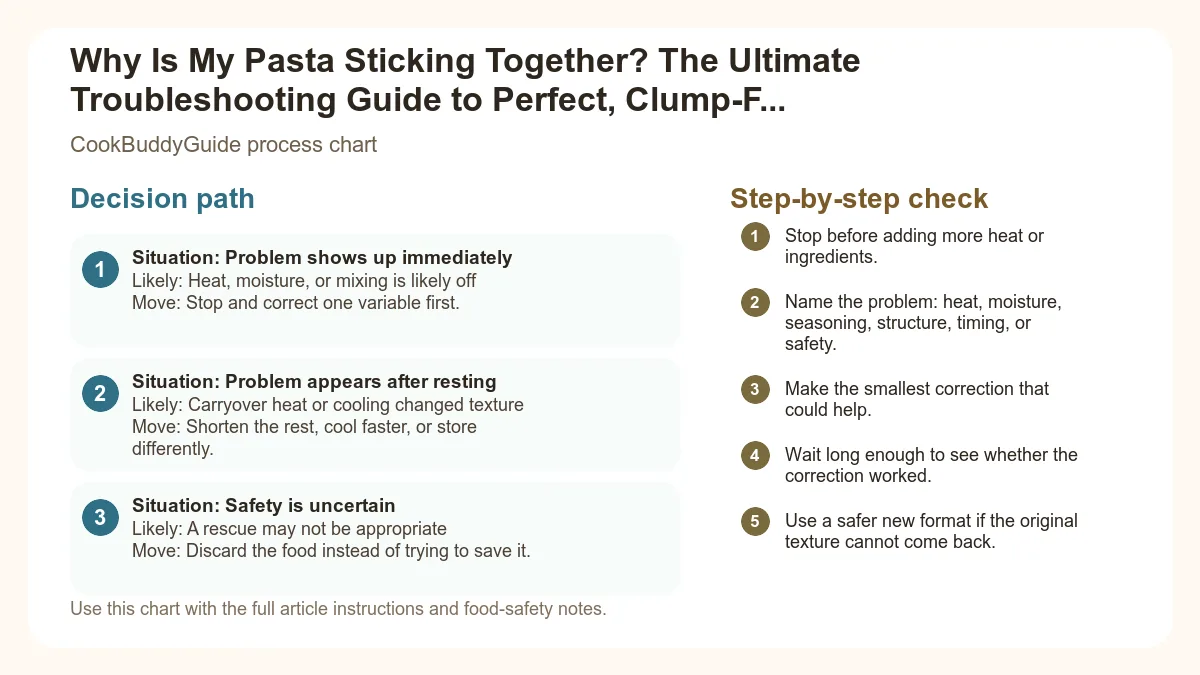Process chart for Why Is My Pasta Sticking Together? The Ultimate Troubleshooting Guide to Perfect, Clump-Free Noodles