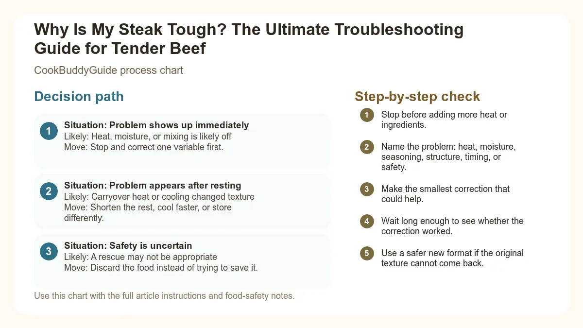 Process chart for Why Is My Steak Tough? The Ultimate Troubleshooting Guide for Tender Beef